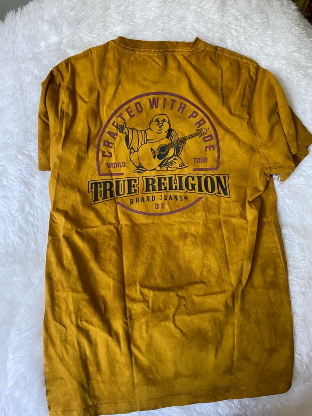 True Religion Mustard Graphic Buddha Logo Tee